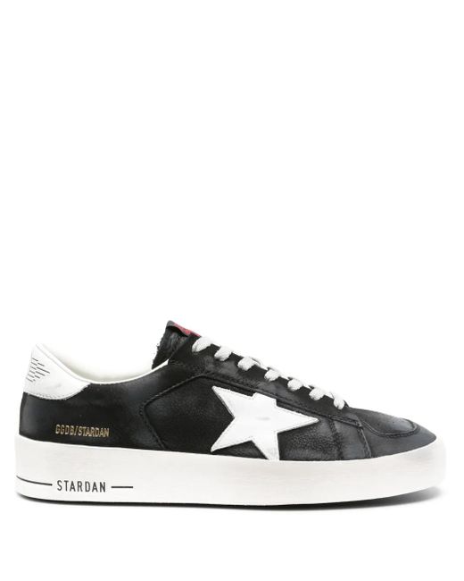 Golden Goose Deluxe Brand Black Stardan Distressed Leather Sneakers for men