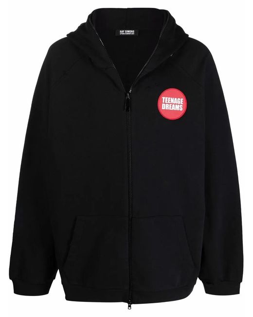 Raf Simons Black Teenage Dreams Zipped Hoodie for men