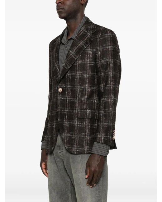 Gabriele Pasini Black Checked Long-Sleeve Jacket for men