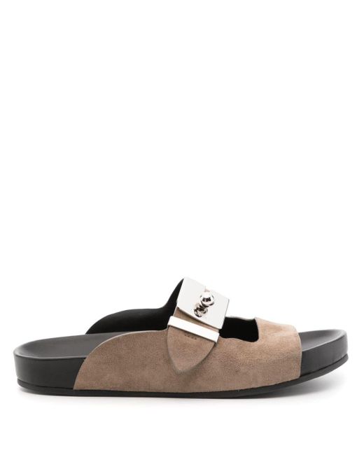 Lanvin Brown Side-buckle Leather Sandals