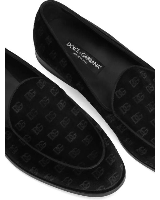 Dolce & Gabbana Black Velvet Slippers for men