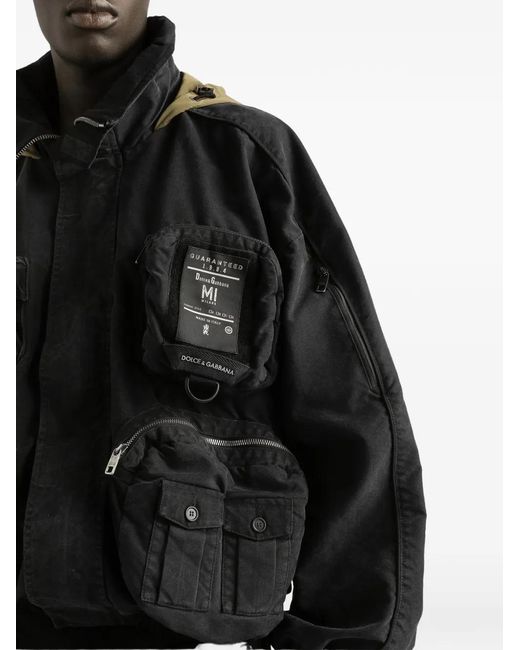 Dolce & Gabbana Black Waxed Natté Bomber Jacket for men
