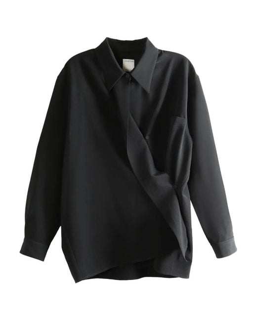 Calvin Klein Black Pocket Draped Shirt