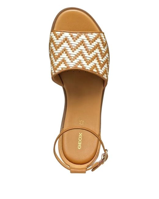 Geox Brown Woven Ankle-Strap Sandals