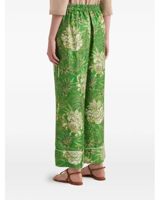 Maliparmi Green Print Piped Trousers
