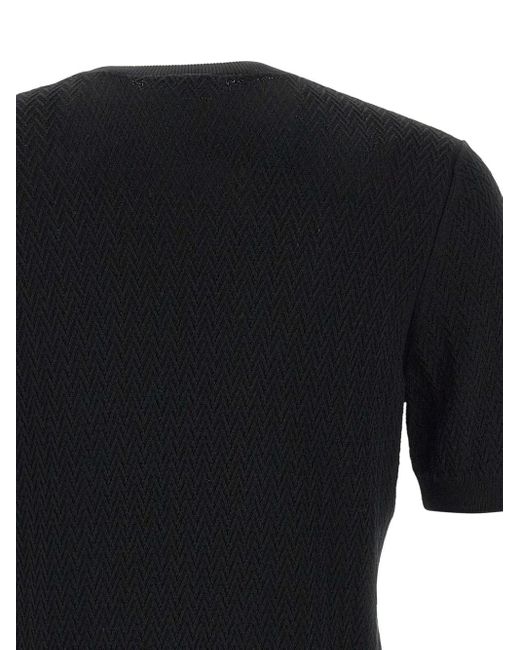 Gran Sasso Top Met Korte Mouwen En Chevron Streep in het Black voor heren