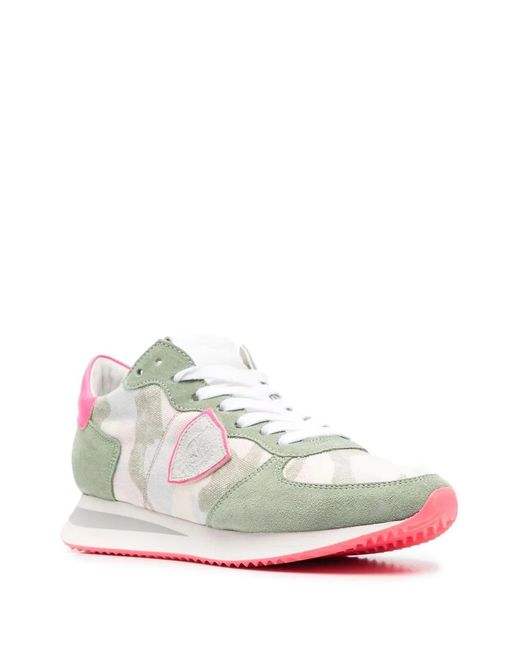 Philippe Model White Camouflage-Pattern Suede Sneakers