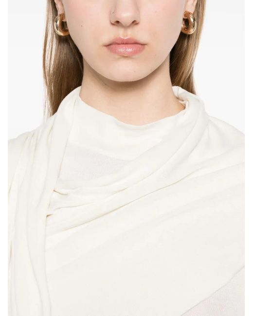 AYA MUSE White Scarf-Detail Longsleeved Maxi Dress
