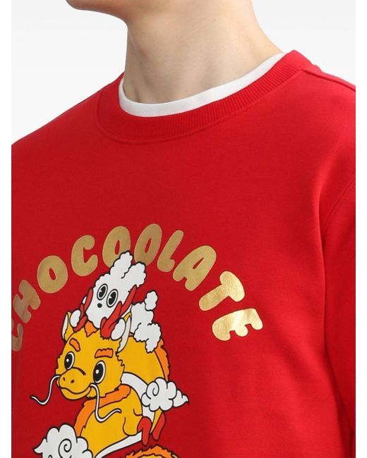 Chocoolate Red Year Of The Dragon Cotton-blend Sweatshirt