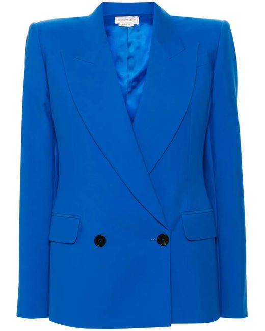 McQueen Blue Double-Breasted Blazer