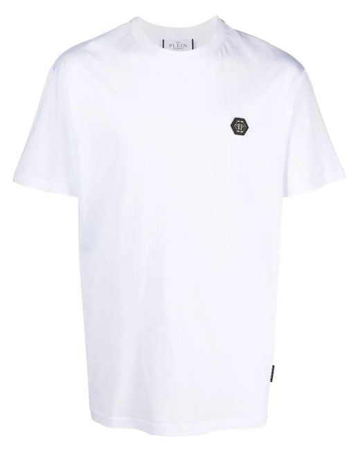 Philipp Plein White Logo-Print Detail T-Shirt for men