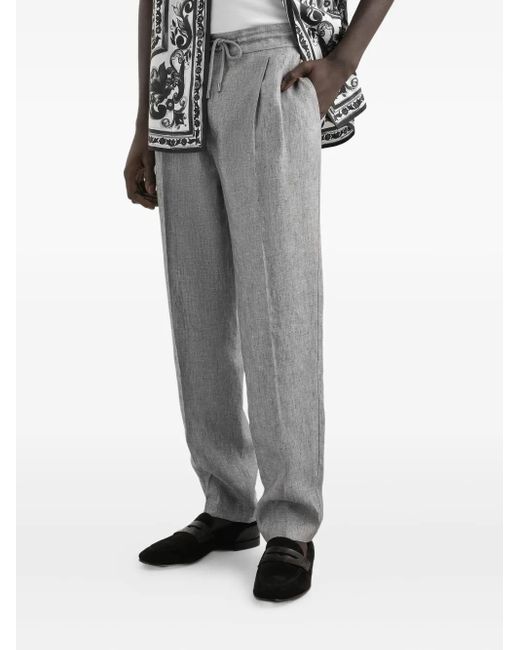 Dolce & Gabbana Gray Linen Trousers for men