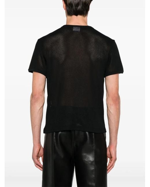 Courreges T-Shirt Met Ronde Hals En Mesh in het Black voor heren