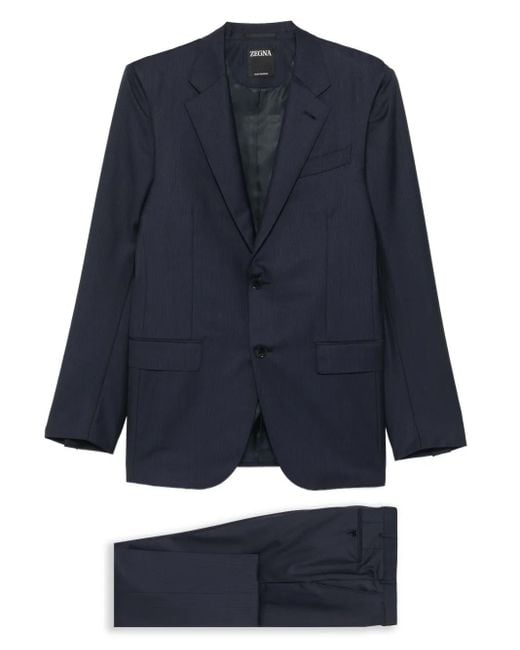 Zegna Blue Pinstripe Two-Piece Suit for men