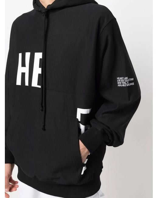 Helmut Lang Blue Logo-Print Pullover Hoodie for men