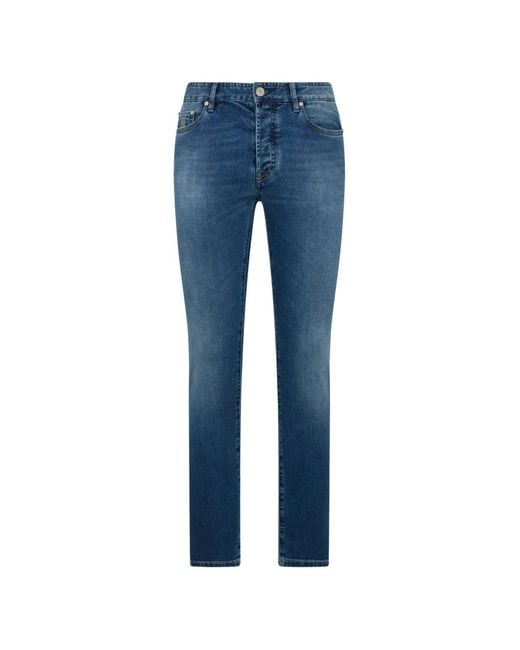 Moorer Blue Five-Pocket Denim Trousers for men
