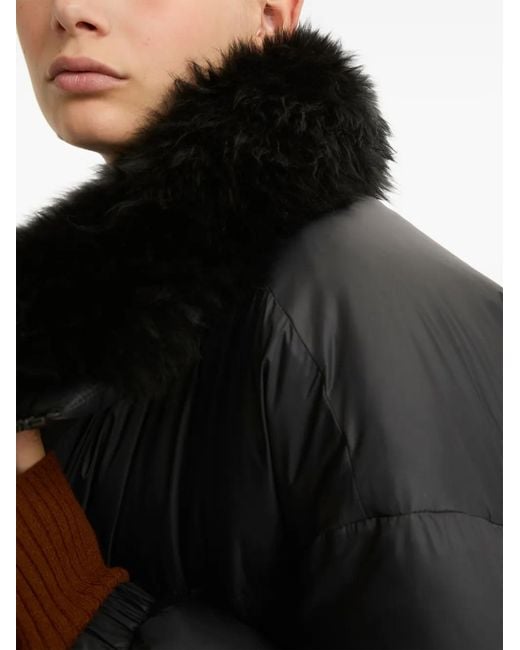Yves Salomon Black Padded-Design Coat
