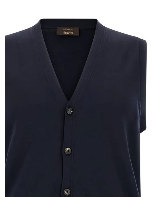 Slowear Blue Débardeur Boutonné En Maille for men