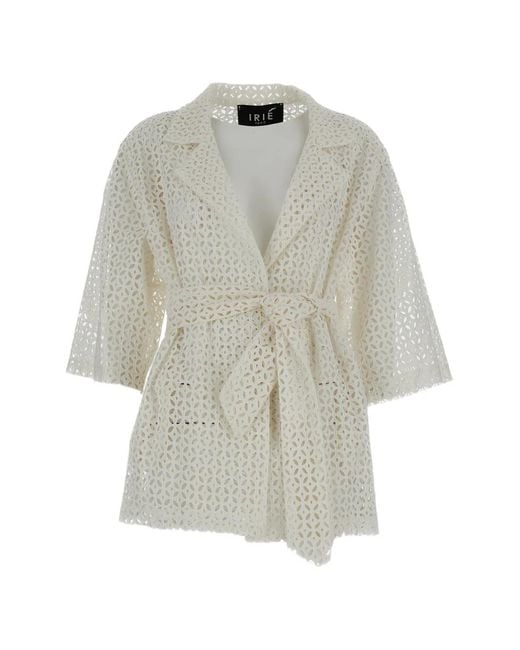 Irie White Crochet Belted Jacket
