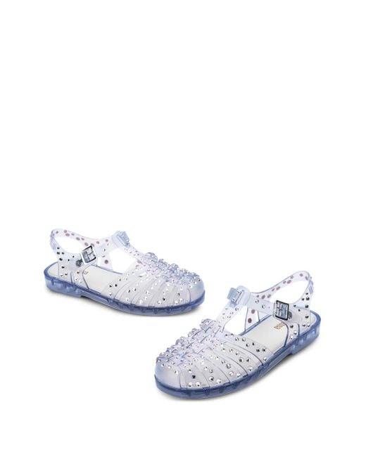 Melissa White Crystal-embellished Jelly Sandals