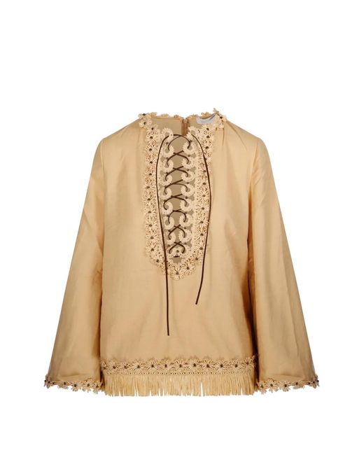 Zimmermann Natural Mahon Lace-Up Tunic Top