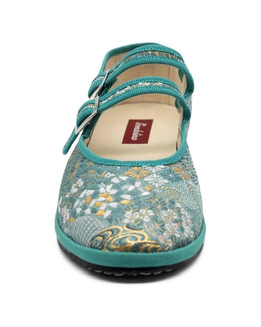 Gondolina Green Daphne Floral-Jacquard Ballet Flats
