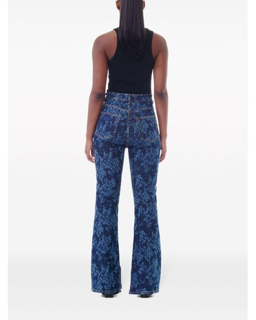 Ganni Jeans Met Bloemenprint in het Blue