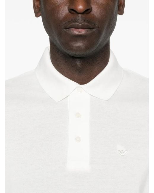 Emporio Armani White Short-Sleeve Polo Shirt for men