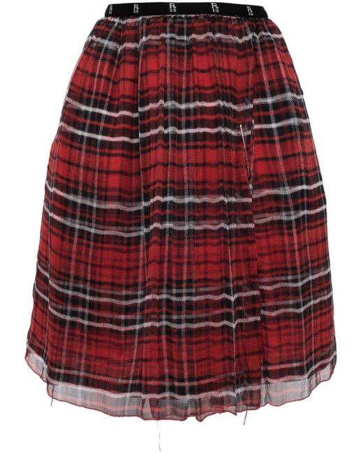 R13 Layered Plaid Miniskirt