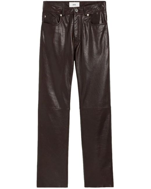 AMI Leren Broek in het Brown voor heren