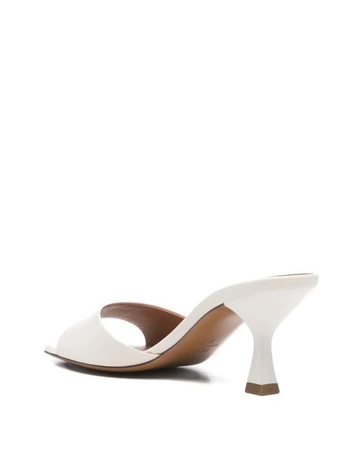 Maje White Leather Mules