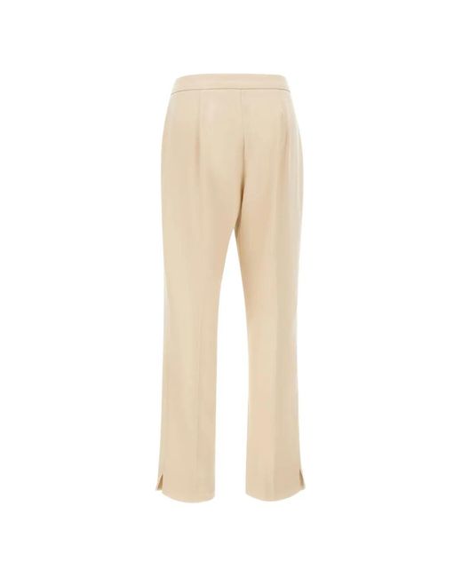 Elena Miro Natural Button Slit-Detail Trousers