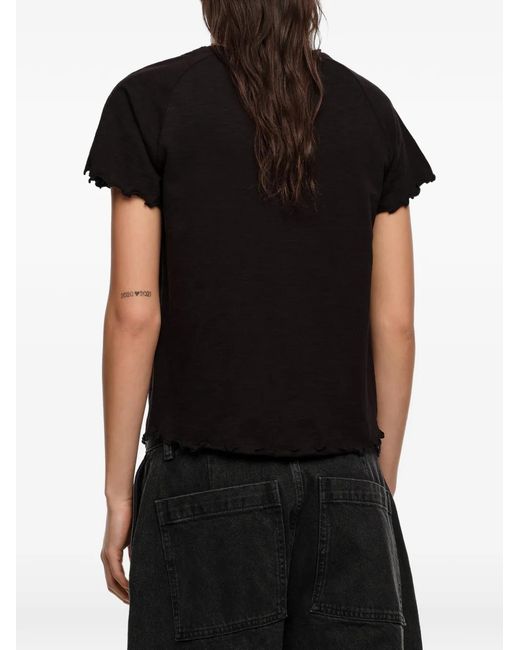 Bimba Y Lola Black Rolled-Trim T-Shirt