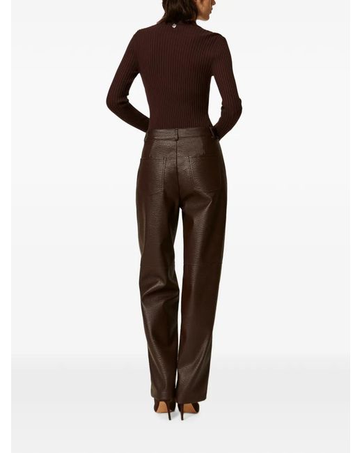 Twinset Brown Wide Faux-Leather Trousers
