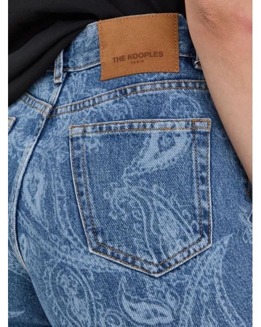 The Kooples Blue Paisley-Print Denim Shorts