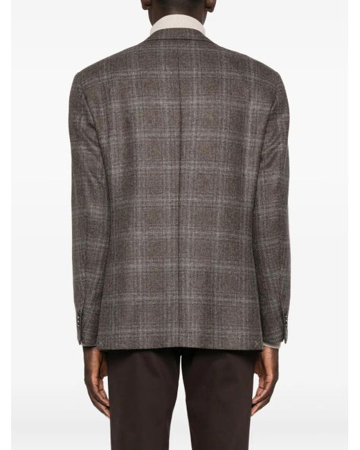 Corneliani Gray Checked Two-Button Blazer for men