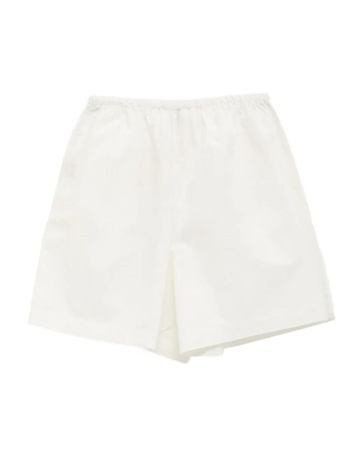 Baserange White Kolla Drawstring Cotton Shorts