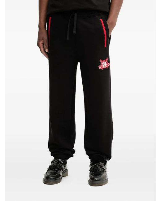 HUGO Black Embroidered-Panel Drawstring Track Pants for men