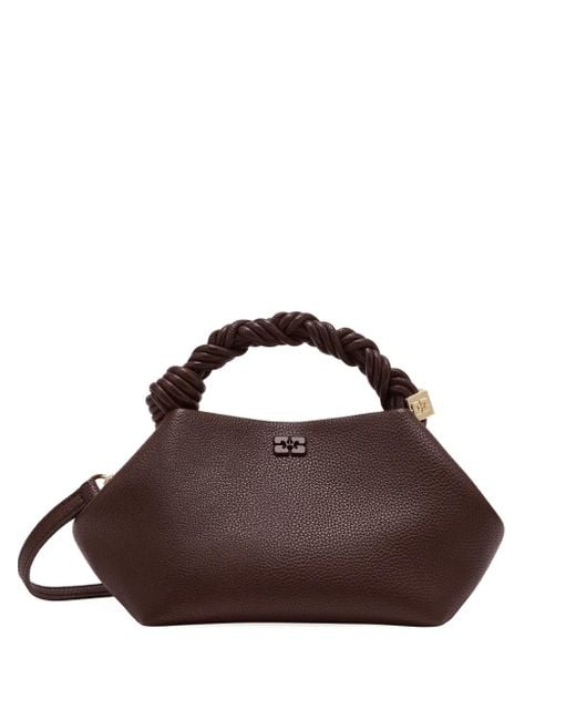 Ganni Brown Small Bou Twisted-Handle Tote Bag