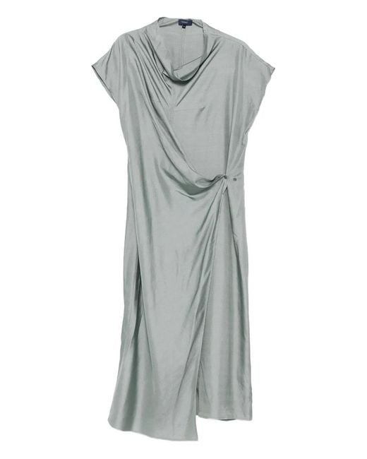 Soeur Gray Wrap-Front Silk Dress