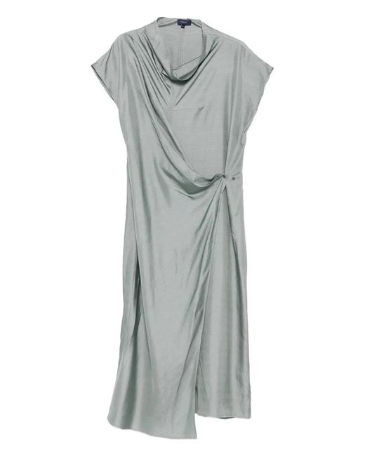 Soeur Gray Wrap-Front Silk Dress