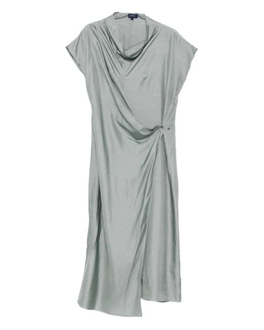 Soeur Gray Wrap-Front Silk Dress