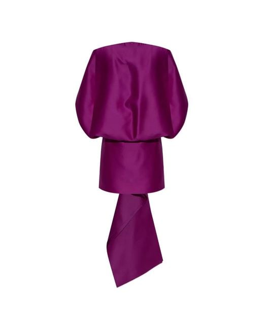 Balenciaga Purple Wool Dress With An Asymmetric Cut