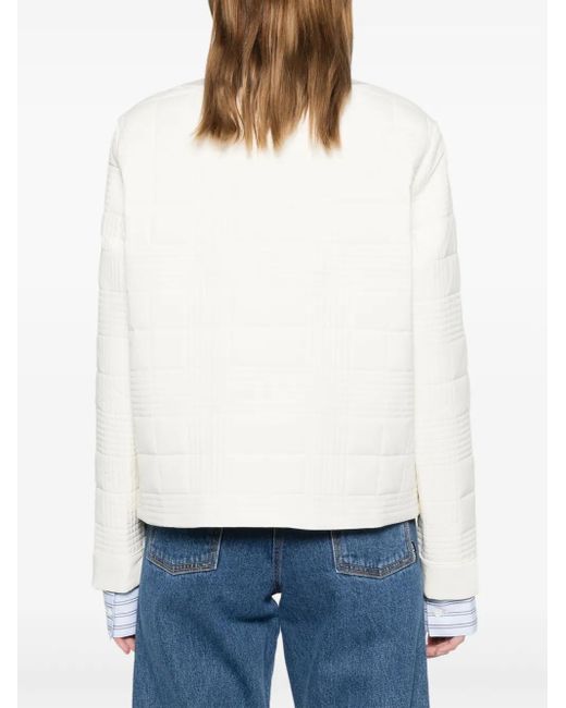 Boss White Check-Pattern Padded Jacket