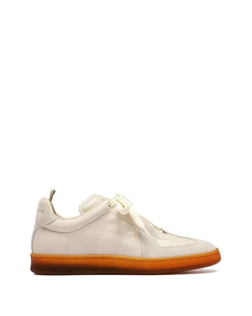 Officine Creative White Militia 102 Panelled Leather Sneakers