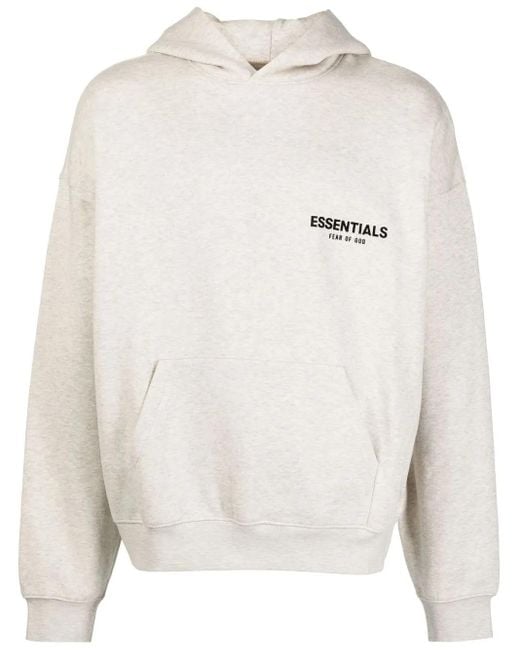Fear Of God White Logo-Print Cotton-Blend Hoodie for men