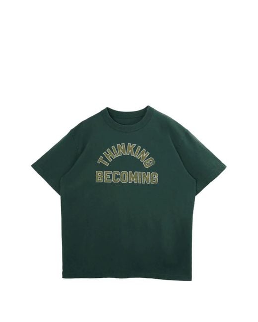 Sacai Green Slogan-Print Crew-Neck T-Shirt for men