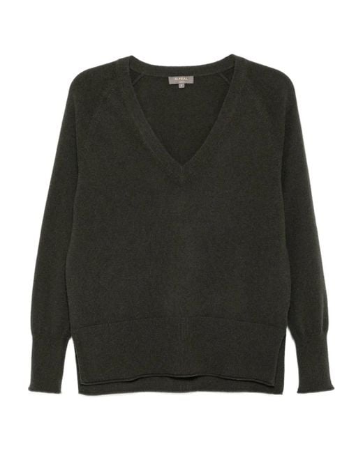 N.Peal Cashmere Vネック プルオーバー Black