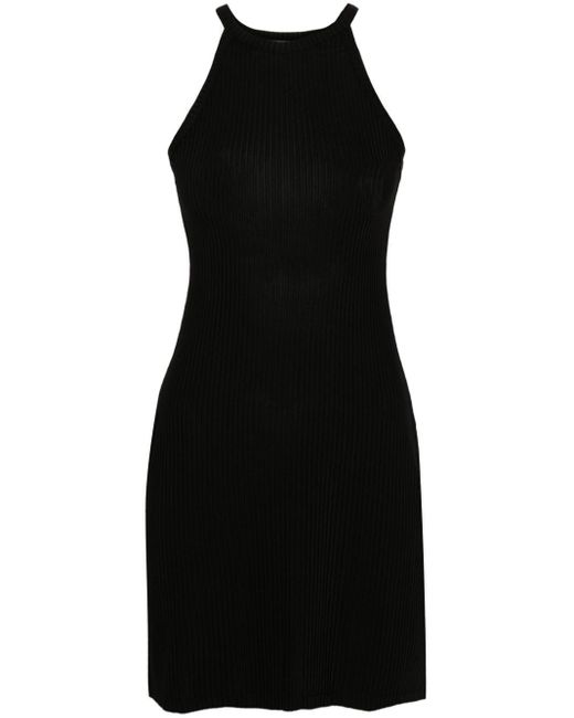 Filippa K Embroidered-logo Ribbed Mini Dress Black