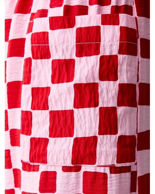 Benetton Red Checkerboard-Print Palazzo Pants